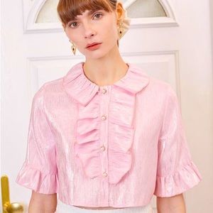 NWT Sister Jane Affection Ruffled Pink Crop Top